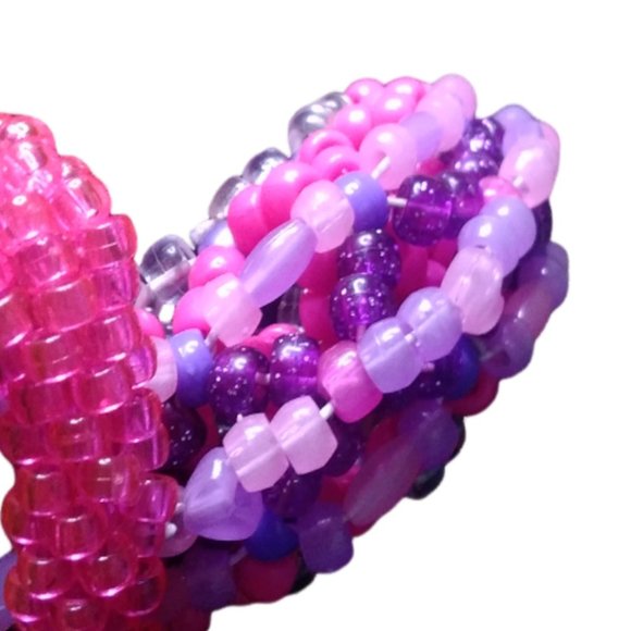 Kandi 3D Cage Cuff-With A Clear Pink Heart -Valentine Kandi Bracelet-Handmade - Picture 4 of 8